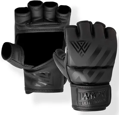 MMA Gloves By WYOX Muay Thai Sparring Grappling Gloves Boxing Jet Black • $13.99