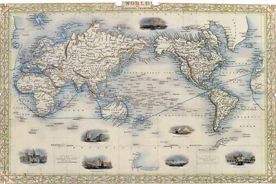 1800's Map World Mercators Projection Usa Repro Poster • $16.79