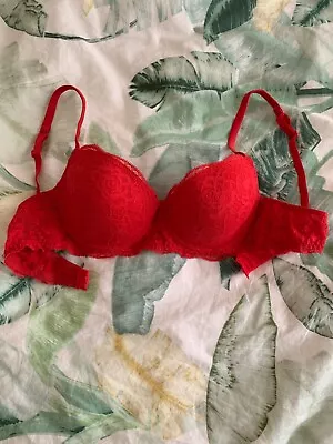 Intimissimi Balconette Bra With Lace Scarlett Red Size 36C • £12.99