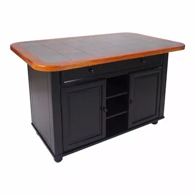 Sunset Trading Transitional Kitchen Island In Antique Black/Cherry/Gray Wood • $2358.75