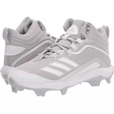 Adidas Icon 6 Bounce Mid TPU Baseball Cleats FV6198 Gray White Men's 13 NEW • $46.74