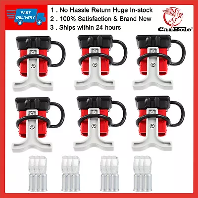$25.99 • Buy 6X Anderson Style Plug Connectors 50A T Handle Dust Cap Cover Solar 12-24V 6AWG