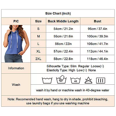 Hooded Tank Top Relaxed T Shirt For Athletic Exercise(Blue XL) ZZ1 • $20.74