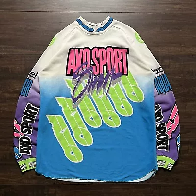 Vintage 90s AXO Sport Motocross Long Sleeve AOP Racing Jersey T-Shirt Size L USA • $125