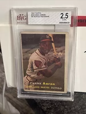 1957 TOPPS #20 Henry Hank Aaron Reverse Negative Milwaukee Braves - BVG 2.5 G-VG • $225