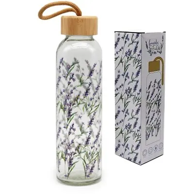 £12.67 • Buy Floral Lavender Fields Design Reusable 500ml Glass Water Drinks Bottle