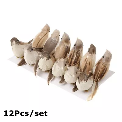 12Pcs Cute Fake Birds Artificial Feather Bird Garden Home Bonsai Decor Crafts • £6.99