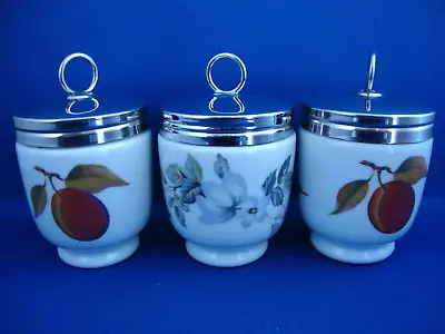 3 X Royal Worcester King Size (2 Egg) Egg Coddler - 2 Evesham & 1  June Garland • £35.95