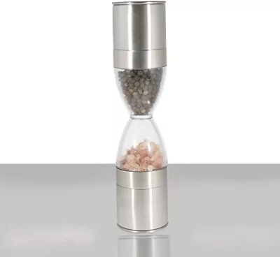 2-in1- Salt And Pepper Grinder Mill Adjustable Ceramic Grind Stainless Steel • £8.99