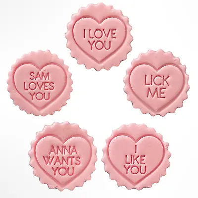 Personalised Love Heart Debosser Stamp Fondant Cupcake Cookie Icing Valentines • £3.54