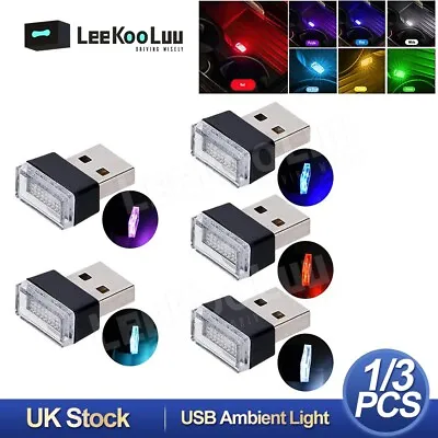 £2.08 • Buy 1/3PCS USB LED Car Interior Light Atmosphere Ambient Color Lamp Bulb Accessories