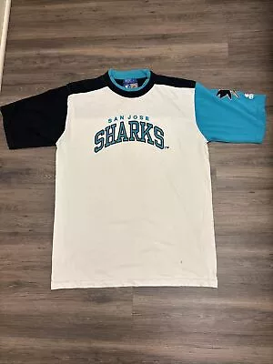 Vintage San Jose Sharks Embroidered Hockey NHL Starter Licensed T Shirt Large • $44.99