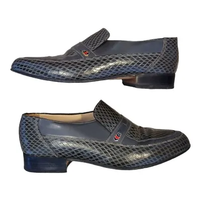£31.99 • Buy Sanders Paul Men's Slip On Grey Leather Shoes Size 7.5 Snakeskin Style Design.