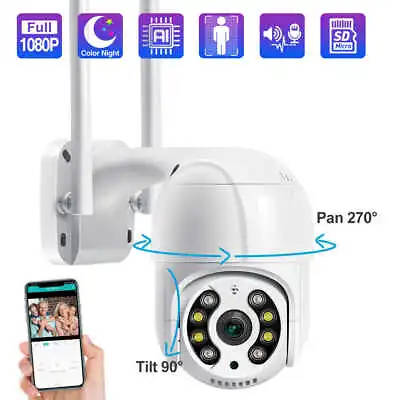 1080P Wireless WIFI IP Camera Dome IP66 CCTV Garden Security Two-way Audio PTZ • £58.47