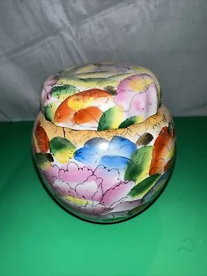 Asian Antiques Porcelain Ginger Jar W/lid Mille Fiore Hand Painted  China • $24