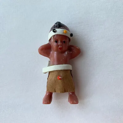 $39.95 • Buy Vtg Celluloid Indian Native American Miniature Baby Doll Hong Kong Leather Bead