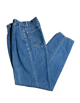 Vintage Lee Mom Jeans Womens Size 9 26x30 Pin Stripe Pleats High Waist Made USA • $31.99