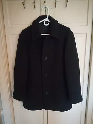 Brooks Brothers Black Wool Blend Over Coat Size Medium Made In England • $50