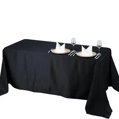 BLACK Polyester 90x132  Rectangle TABLECLOTHS Wedding Party Supplies Linens • $11.78