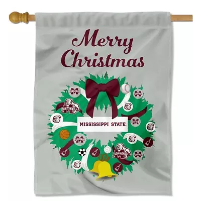 Mississippi State University Happy Holidays Christmas Decorative House Flag • $21.95