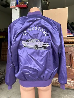 Vintage 1967 Ford Mustang Car Club Satin Racing Jacket XL Purple West Ark USA • $99.99