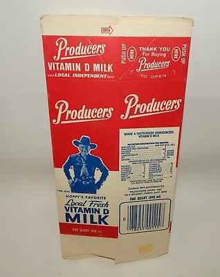 Producers One Quart Milk Carton - Wm Boyd Hopalong Cassidy • $16.99
