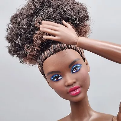 Nude Aa Barbie Signature Looks #14 Elle Made To Move Brunette Curly Updo • $25.98