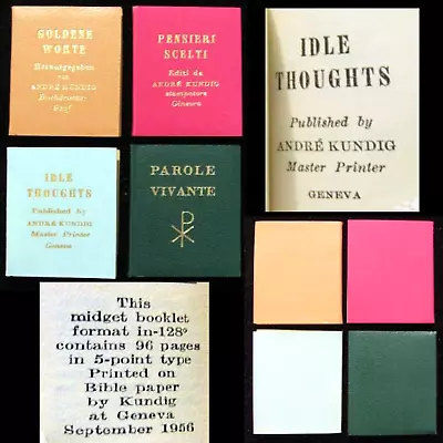 1953 MINIATURE BOOKS 4BK IDLE THOUGHTS WORDS Of BIBLE ANDRE KUNDIG GERMAN FRENCH • $4.99