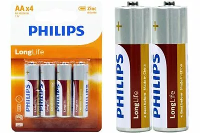 4Pcs Philips AA Batteries Zinc Long-Life Heavy-Duty Bulk Buy Cheap More Power AU • $4.50