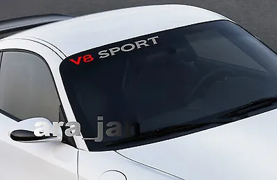 V8 SPORT Windshield Vinyl Decal Sticker Racing Speed Car Emblem Logo SILVER/RED • $23.76