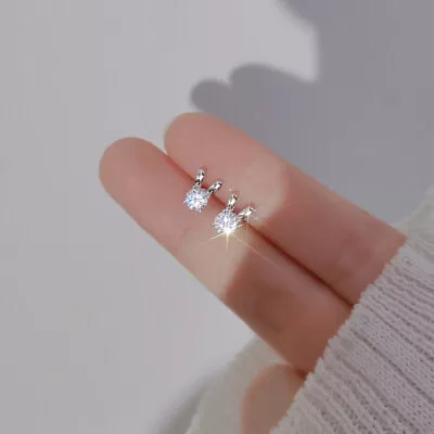 £3.06 • Buy 925 Silver Fashion Star Moon Small Earrings Stud Wedding Party Jewelry Women Hot