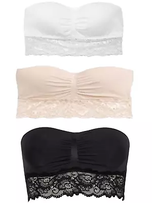 M&S Lace Bandeau Strapless Bra Padded Non-Wired Brand New • £6.95