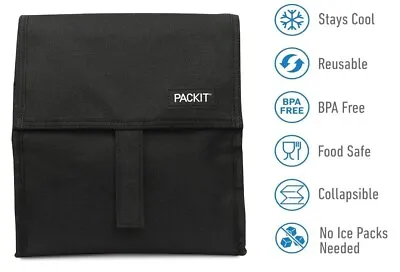 PackIt Freezable Lunch Bag With Zip Closure Black • $14