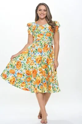 Women's Short Puff Sleeve Midi Cocktail Flare Tea Party Formal And Casual • $42.90