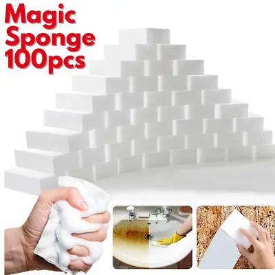 BULK 100PCS Magic Sponge Eraser Melamine Sponges Thick Cleaning Foam HomeKitchen • $9.49