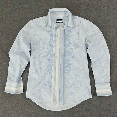 7 Diamonds Men's MD Blue Embroidered Floral Long Sleeve Button-Up Shirt • $8.99