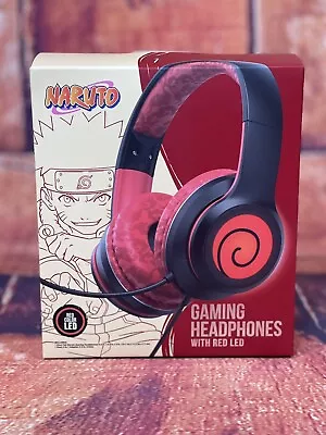 NARUTO Gaming Headphones RED/BLACK W/Red LED & Adjustable Mic - HP-1207-RED • $24.95