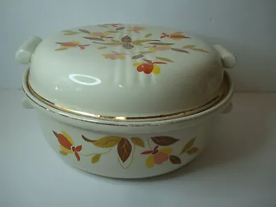 Vintage Hall's Superior Jewel Tea Covered Casserole Dish Autumn Leaf Mary Dunbar • $19.99