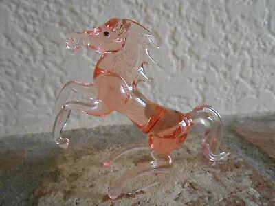 Vintage Miniature Hand Blown Glass Pink Horse Figurine Foal Colt Baby Bronco • $10.99