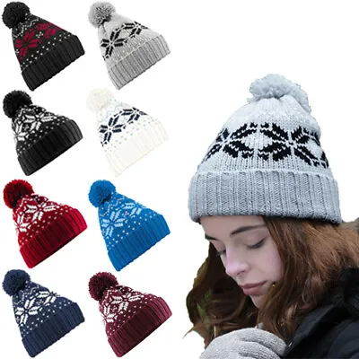 BEECHFIELD Fair Isle Snowstar Beanie Winter Knitted Hat Cuffed B456 • £6.95
