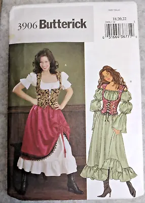 Butterick Pattern 3906 Medieval Peasant Dress Corset Gypsy Costume 18 20 22 • $12.99