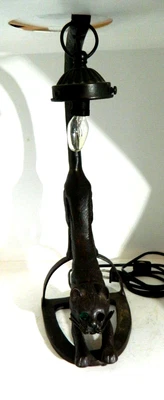 $200 • Buy Cat Lamp 1930's Bronze Charles Pallet Design No Shade One Eye Missing