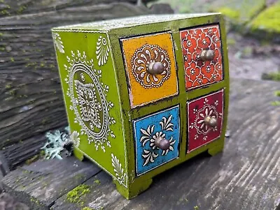 Hand-painted Colorful Wooden 4 Drawer Mini Chest Of Drawers Jewelry Box • $45