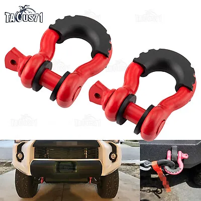 2PCS Red D Ring Shackles 3/4  Heavy Duty Shackle With 7/8  Locking Safety Pin • $12.99