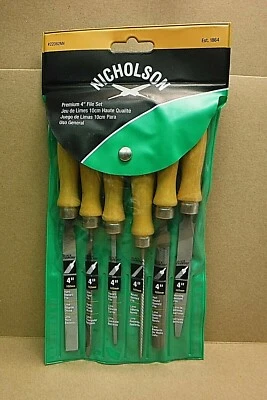 $49.95 • Buy Nicholson File 4  Premium Set 22062NN  New Wood Handle Set Of 6 Files