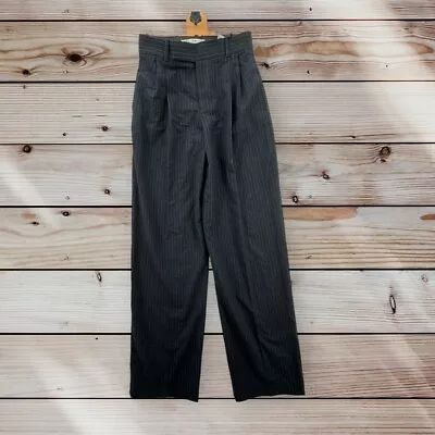 Zara Pants Womens Size XS Straight High Rise Slacks Black Pinstriped NEW • $24.99