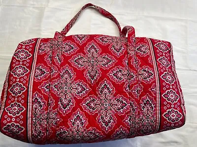 RETIRED Vera Bradley Large Duffle Duffel Bag RED Paisley Weekender Vacation C • $45