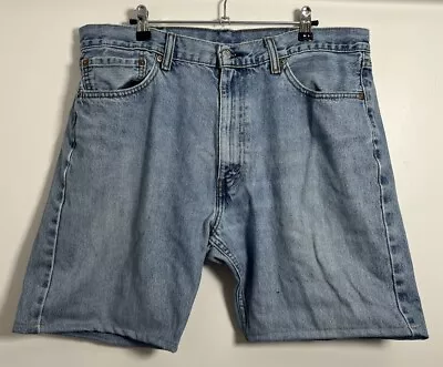 Levi’s 505 Mens  Cutdown Patched Denim Blue Distressed Shorts W36 /L8 Inch • $16.15