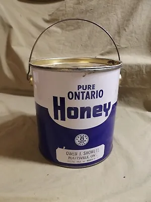 Vintage Tin Can Advertising PURE ONTARIO HONEY Plattsville Swing Handle 8 Lbs  • $15.50