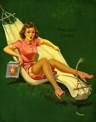 3 Point FRAHM Pinup VINTAGE Pin-Up WWII BOMBER NYLONS NOSE ART UPSKIRT STOCKINGS • $26.45